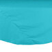 A teal round Intedge tablecloth on a white surface.