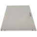 A white rectangular stainless steel pan rail lid with metal handles.