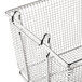 A stainless steel Pitco twin fryer basket with handles.
