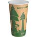 A EcoChoice Kraft paper hot cup with a tree print.