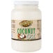 A white plastic container of Golden Barrel Coconut Oil with a white label.