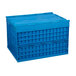 An Eastern Tabletop blue plastic Stack 'N Store bin with many small holes.