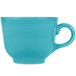 A teal blue Fiesta china cup with a handle.