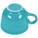 A turquoise Fiesta china cup with a handle.