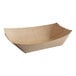 A brown Bagcraft Packaging EcoCraft paper food tray with a curved edge.