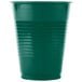 A Hunter Green plastic cup on a white background.