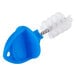 A blue plastic San Jamar Kleen Plug with white bristles and a metal handle.