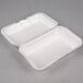 Two white Genpak small deep foam hinged lid containers.