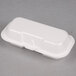A white Genpak foam hinged lid container.
