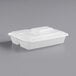 A white rectangular plastic Choice container with three compartments and a lid.