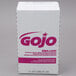 A white box of GOJO Deluxe Floral Lotion Hand Soap with purple and pink text.