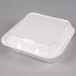 A white square Genpak foam container with a hinged lid.