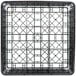 A black plastic Noble Products glass rack with a grid pattern.
