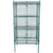 A Regency green wire security cage with three shelves.