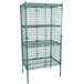 A Regency green wire security cage with four shelves.