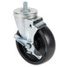 A black and silver Turbo Air swivel stem caster wheel with a metal screw.