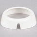A white circular plastic Tablecraft salad dressing dispenser collar with beige lettering.