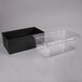 A black rectangular hammered metal container with a clear food pan inside.