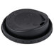 A black plastic Solo Gourmet lid for a hot cup on a table.