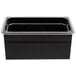 An American Metalcraft black rectangular hammered ice display with a clear food pan inside.