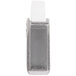 A white and grey rectangular plastic clip with a silver object inside.
