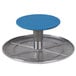 An Ateco aluminum cake turntable with a blue non-slip base.