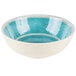 A Carlisle melamine bowl with a blue and white design.