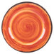A close-up of a Carlisle Fireball melamine bread and butter plate with a swirl design.