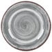 A close up of a Carlisle smoke melamine bread and butter plate with a swirl design.