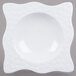 A white square melamine bowl with a wavy design.