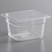 A clear Turbo Air 1/6 size clear polycarbonate food pan.