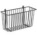 A Metro smoked glass storage basket for wire shelving with a handle.