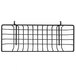 A Metro smoked glass storage basket for wire shelving on a black wire shelf.