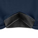A navy blue spandex table cover with a black zipper.