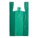 A green plastic Choice T-shirt bag with an embossed surface and handles.