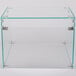 A clear glass box with metal legs.