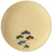 A beige GET Tokyo melamine plate with a blue pattern of flowers.