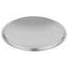 A silver circular Vollrath pot/pan lid with a Torogard handle.
