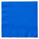 A cobalt blue luncheon napkin with a white border.