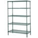 A Metroseal 3 Metro wire shelving unit with four shelves.