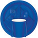 A Creative Converting cobalt blue 3-ply beverage napkin on a white background.