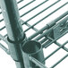 A close-up of a Metro Super Erecta metal structure with shelves.