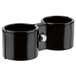 Two black plastic cups with a screw on the side.