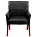 A Flash Furniture black leather executive chair with wooden legs.