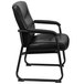 A Flash Furniture black leather executive chair with a metal frame and armrests.