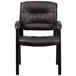 A brown leather Flash Furniture executive side chair with a black metal frame.