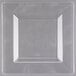 A clear square plastic plate with a square edge.