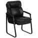 A Flash Furniture black leather executive side chair with metal frame and arms.