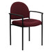 A burgundy Flash Furniture fabric side chair with black arms and legs.