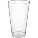 A clear plastic cup with a white background.